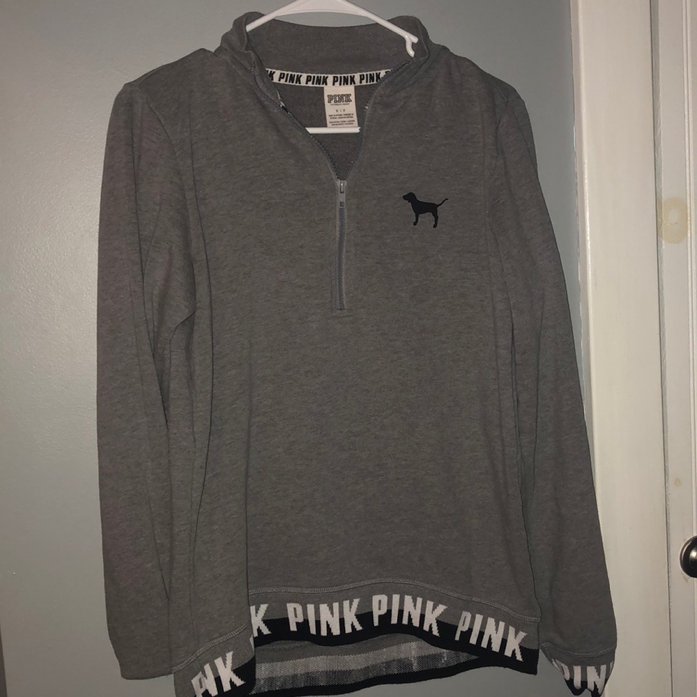 grey VS pink half zip